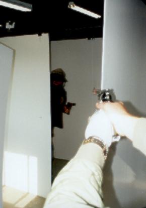 Peeking out of safe room